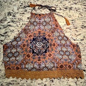 American Eagle Halter Crop Top with Tie Back